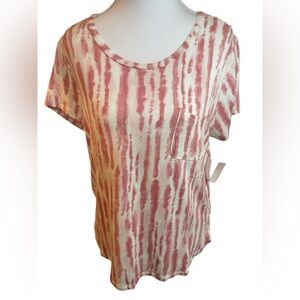 iRelax Pink Tie Dye Pocket Tee Women’s Small‎ Rayon Stretch